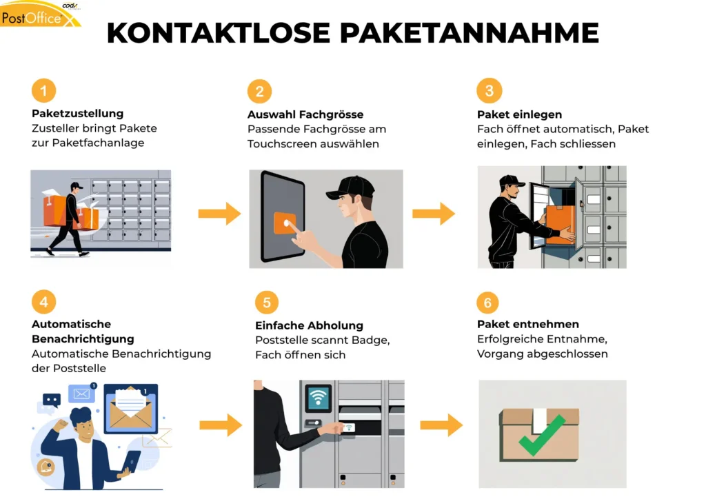 Prozess kontaktlose Paketannahme